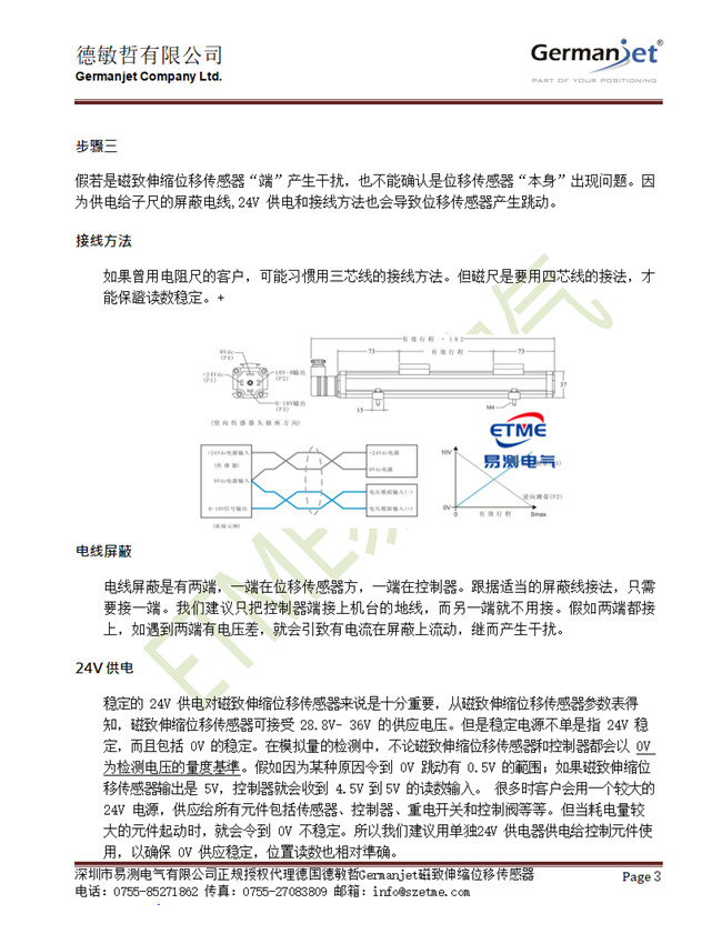 如何找出Germanjet德敏哲模拟量磁致伸缩位移传感器位置读数跳动原因